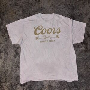 Vintage Coors Banquet T Shirt Mens XL White Cotton Logo Graphic Casual Trim Fit